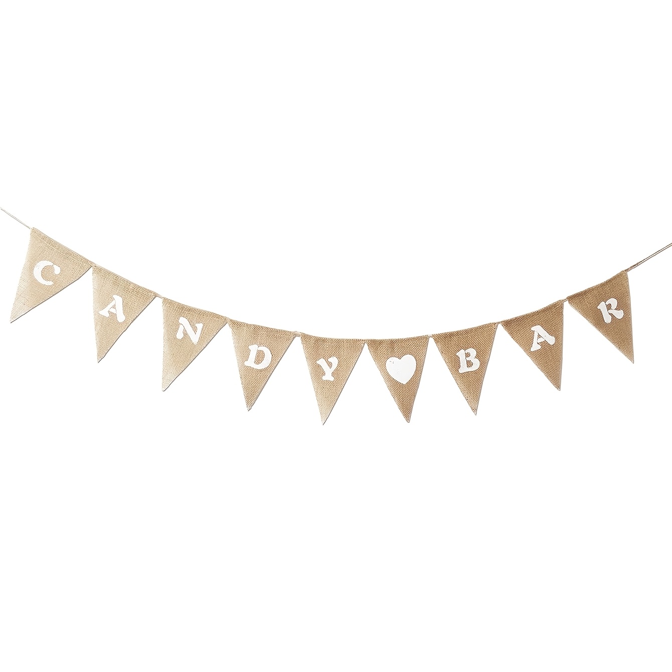 Set Of 9 Ginger Yellow Burlap Triangular Banners For Candy Bar Decoration - Ideal For Valentine's Day Celebrations, Includes 3-meter Rope, For Candy Bar, Decorative, Burlap, Triangular Flag