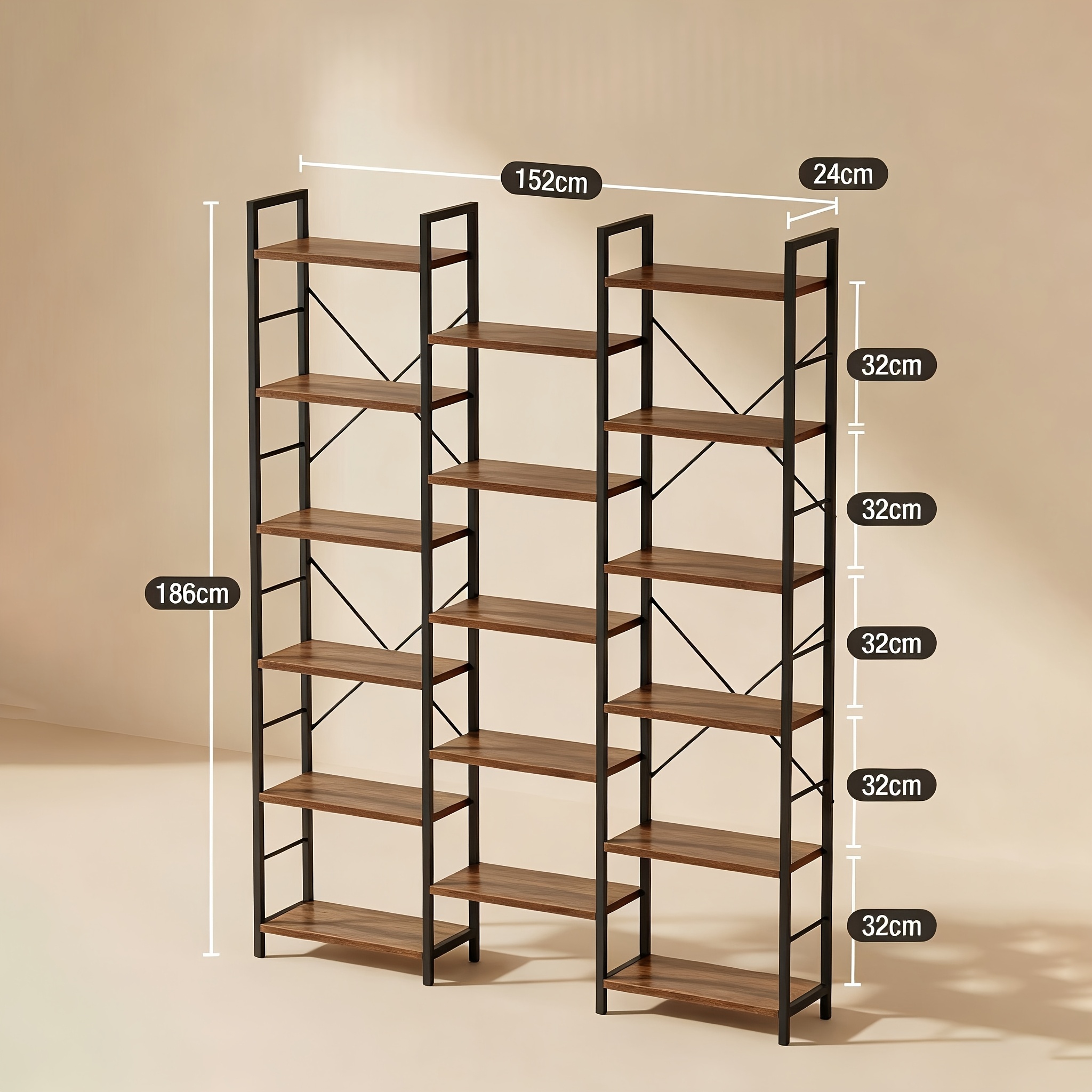 Image of 6-tier Extra-large Capacity Bookcase, 17-compartment Open Storage Unit, Adjustable Shelf , Suitable For Living Rooms, Studies And Offices, Storage Unit