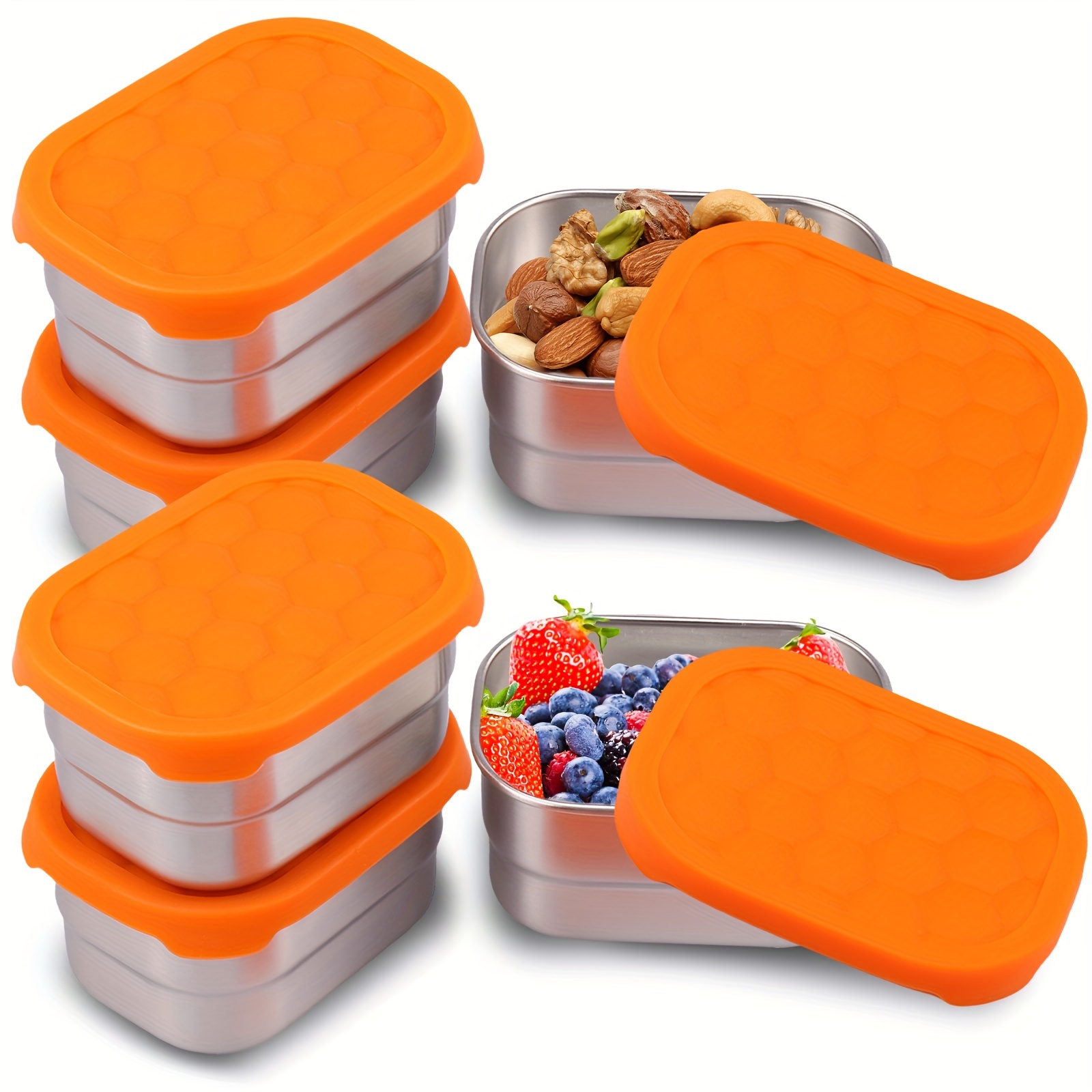 6pcs Stainless Steel Snack Containers, 8oz Food Container With Silicone  Lids, Leakproof Food Storage Container, Portable Lunch Container, Reusable  Lun