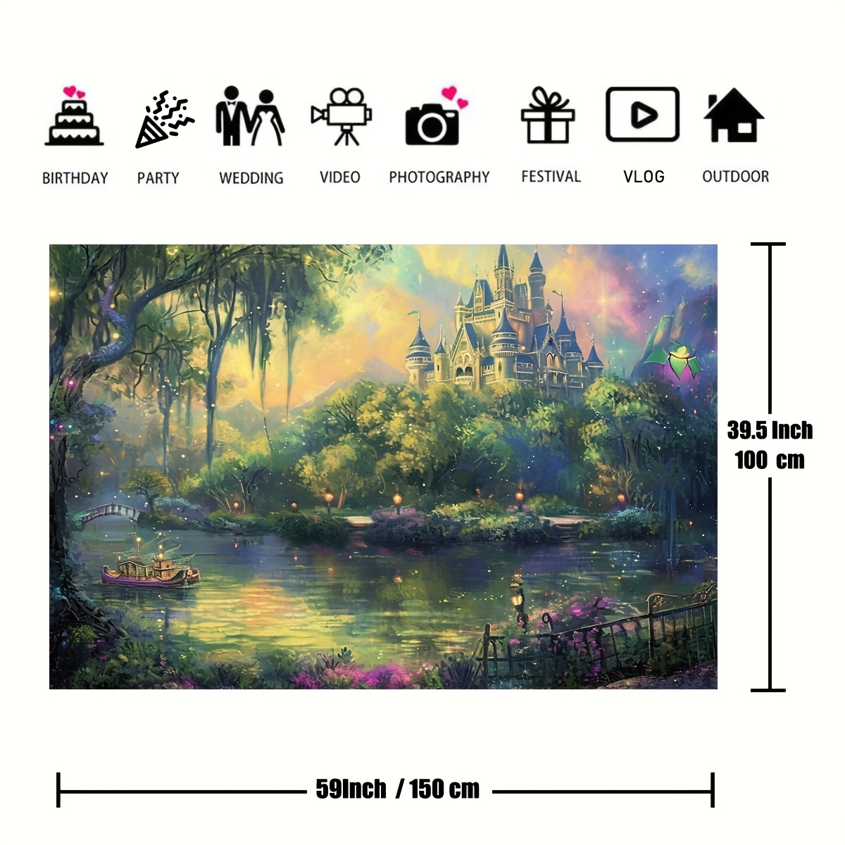 1pc fairy tale prince princess happiness frog castle background photo props polyester banner decor party home decor party wall decor party background decor party decor supplies