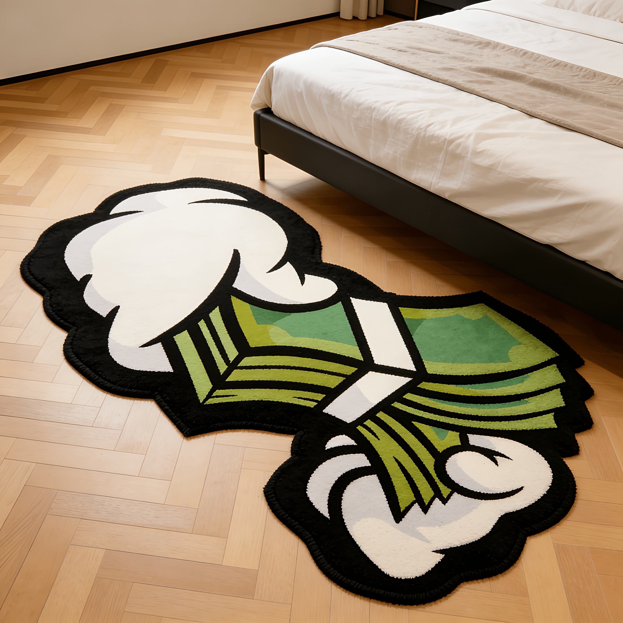TEMU 1 tapis créatif de haute qualité avec motif et irrégulière, style rétro américain tendance, très approprié pour décorer , , le canapé et le
