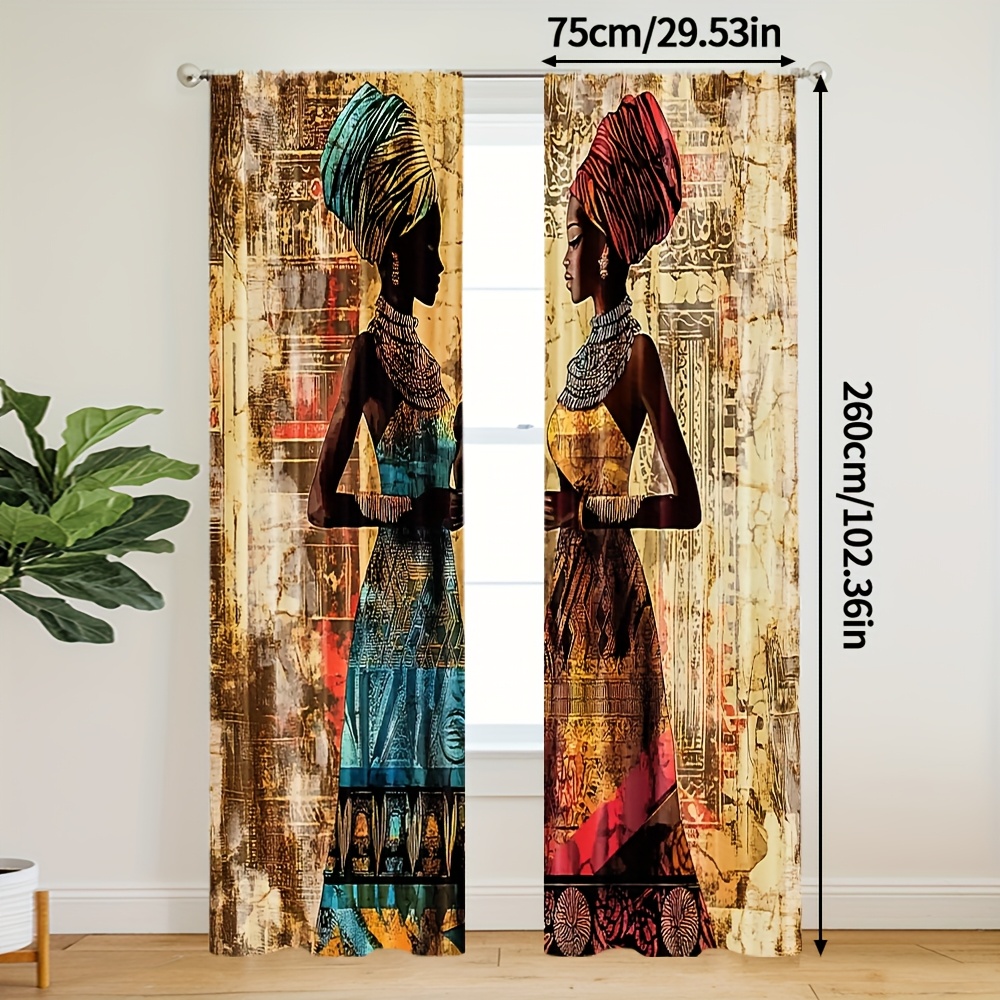 TEMU 2pz Tende con Stampa Boho Chic per Donne - Trattamenti per Finestre in Poliestere per con Design Vivace, Filtranti di Luce, per Camera da Letto,