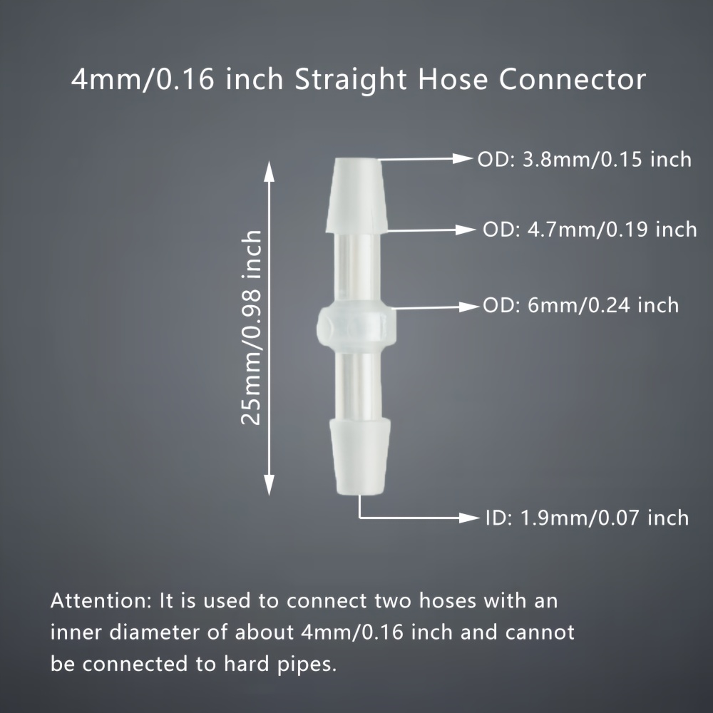 Straight-through Diameter Plastic Joint Hose 5pcs (pack Of 5)