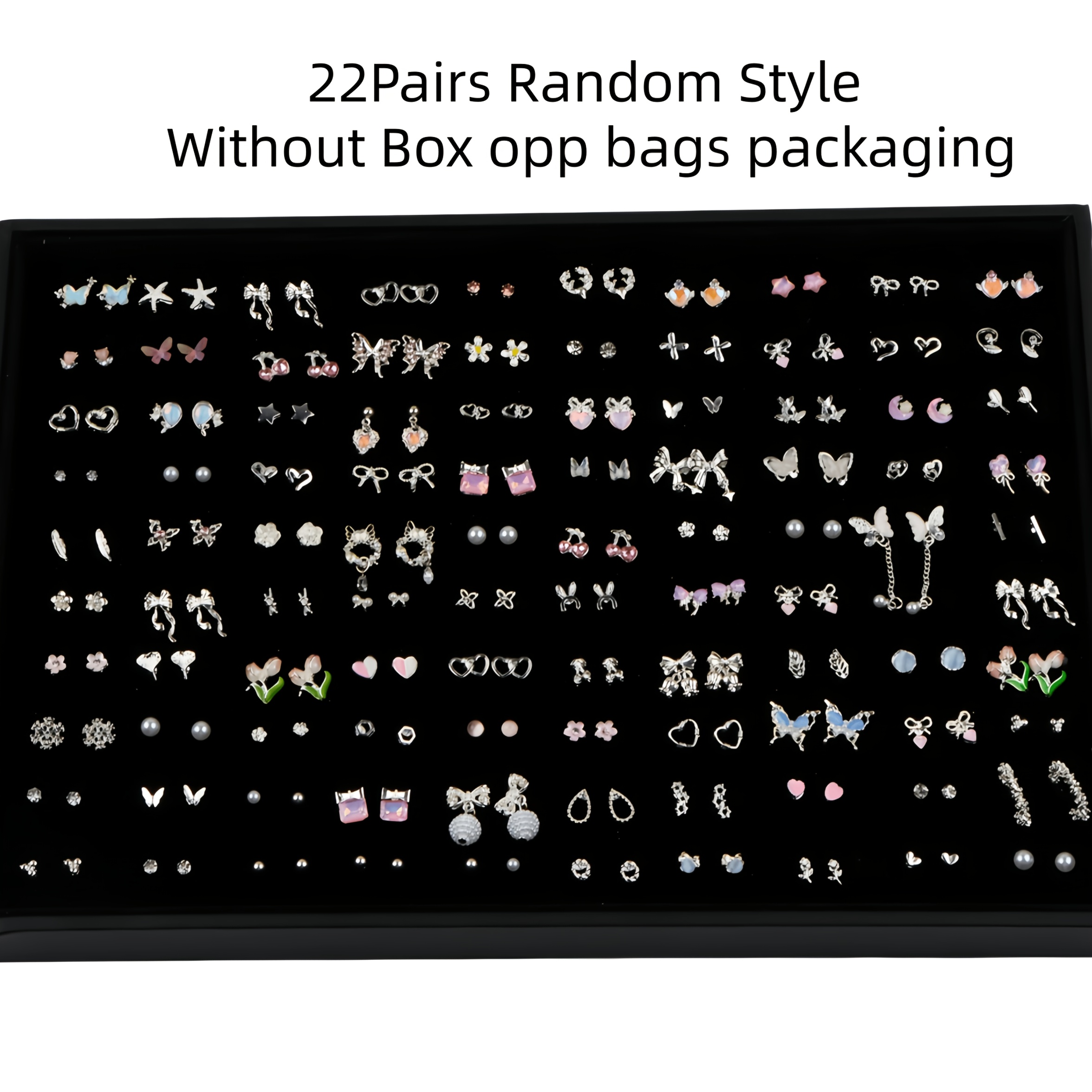 16/22 Pairs Heart-Shaped Butterfly Flower Stud Earrings Pack