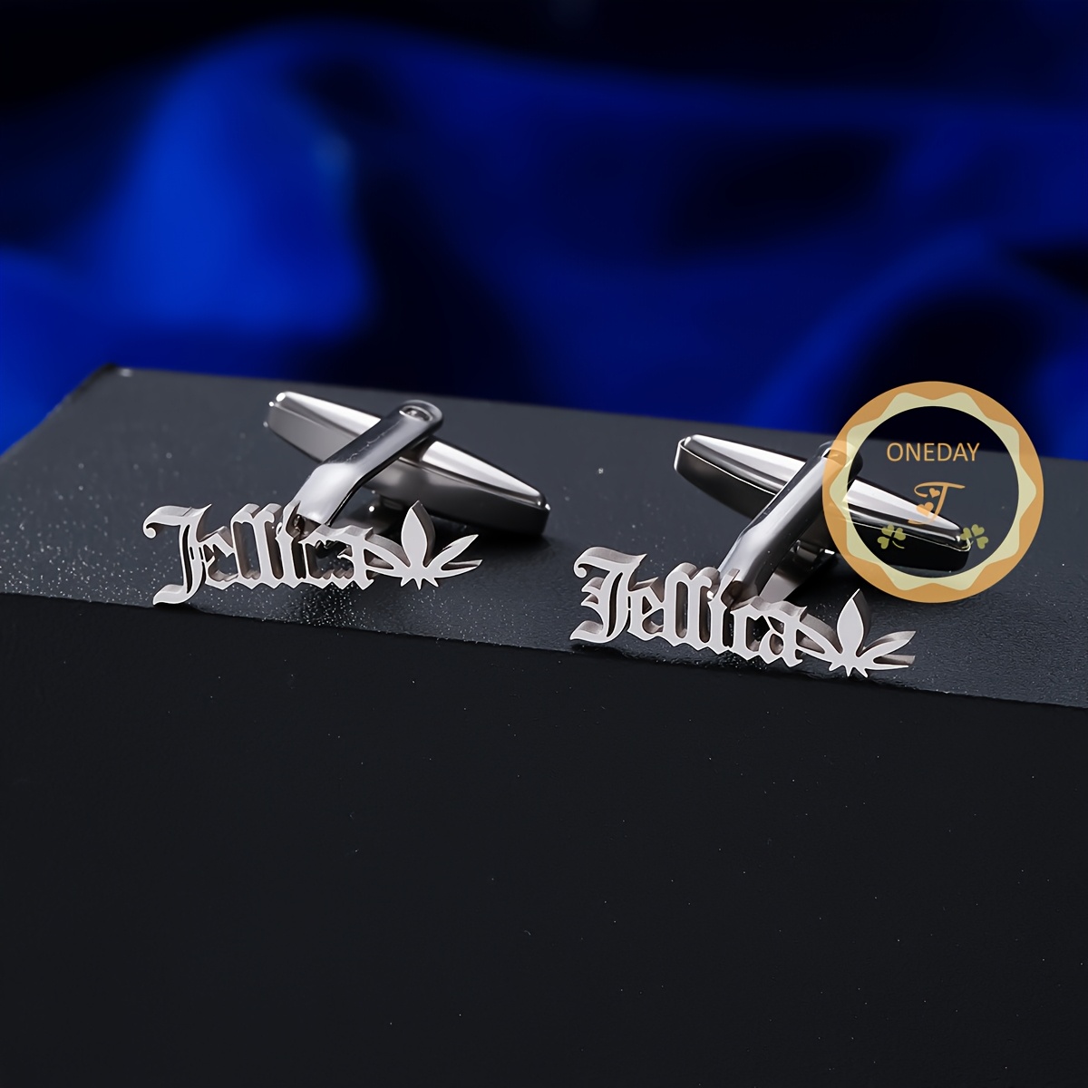 TEMU A Customized Pair Of Atainless Steel Cufflinks, Personalized Name Maple Leaf Stainless Steel Cufflinks For Men And Women, Business Cufflinks,