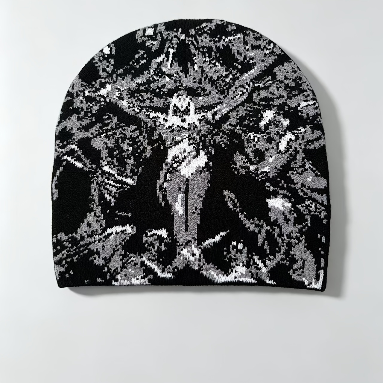 TEMU Bonnet Jacquard Figurine de Squelette Multicolore, Casquette Slouchy Gothique Punk Y2K Streetwear, Chapeau Tricoté Hip Hop Décontracté et et