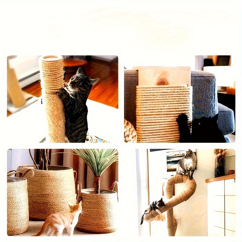 Natural Jute Rope Cat Scratching Post Tree Replacement Diy - Temu Italy