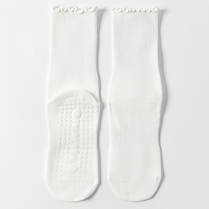 E-shop Einzelne und Doppelte Yoga Anti-Rutsch Socken für Frühling und Sommer, mit Rüschenkanten, Wadenlänge, feuchtigkeitstransportierend, atmungsaktiv