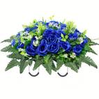 artificial cemetery flowers silk rose floral arrangement for outdoor tombstone decoration sympathy memorial day display no container included silk flowers for cemetery