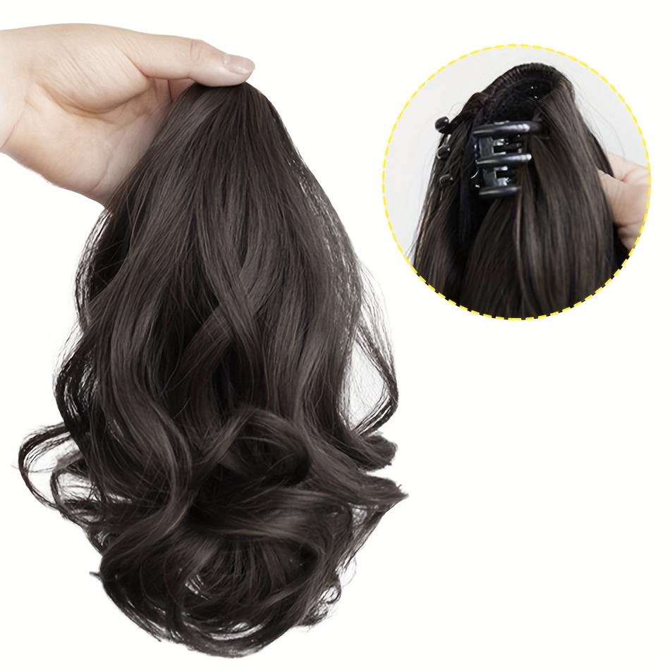 elegant 13 7 pear   claw clip ponytail extension   curly wave 100g heat resistant synthetic   short style with tassel accent for women ponytail hair extensions details 2