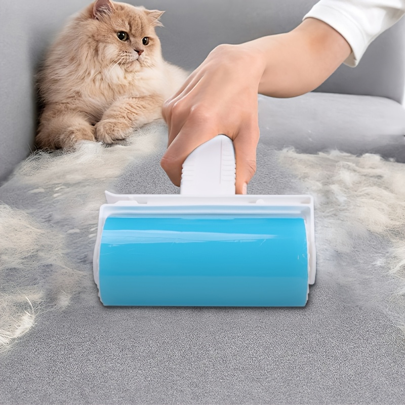 

1pc Reusable & Washable Pet Hair Remover Roller - Blue And White, Ideal For , Easy-to-clean Lint And Cleaner With Cover, Clothes And Upholstery, ||plastic Construction