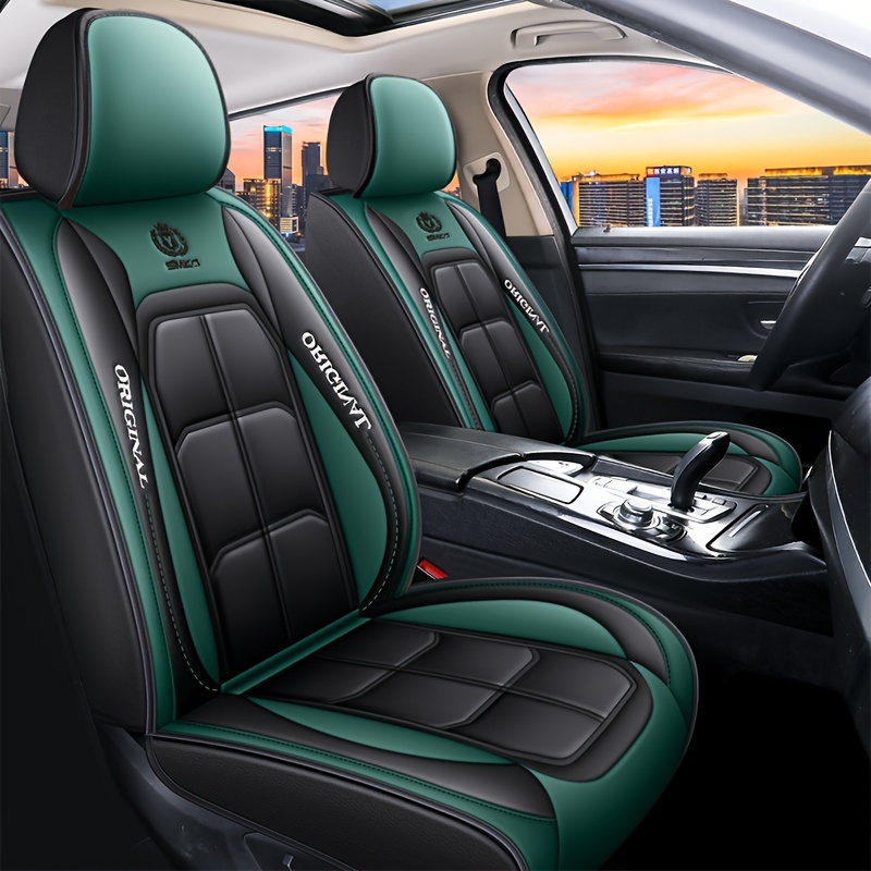 5pcs Full Set Car Seat Covers -  Fit for Most Sedans, SUVs & Trucks - Premium PU Leather, Waterproof & Breathable - Year-Round Protection