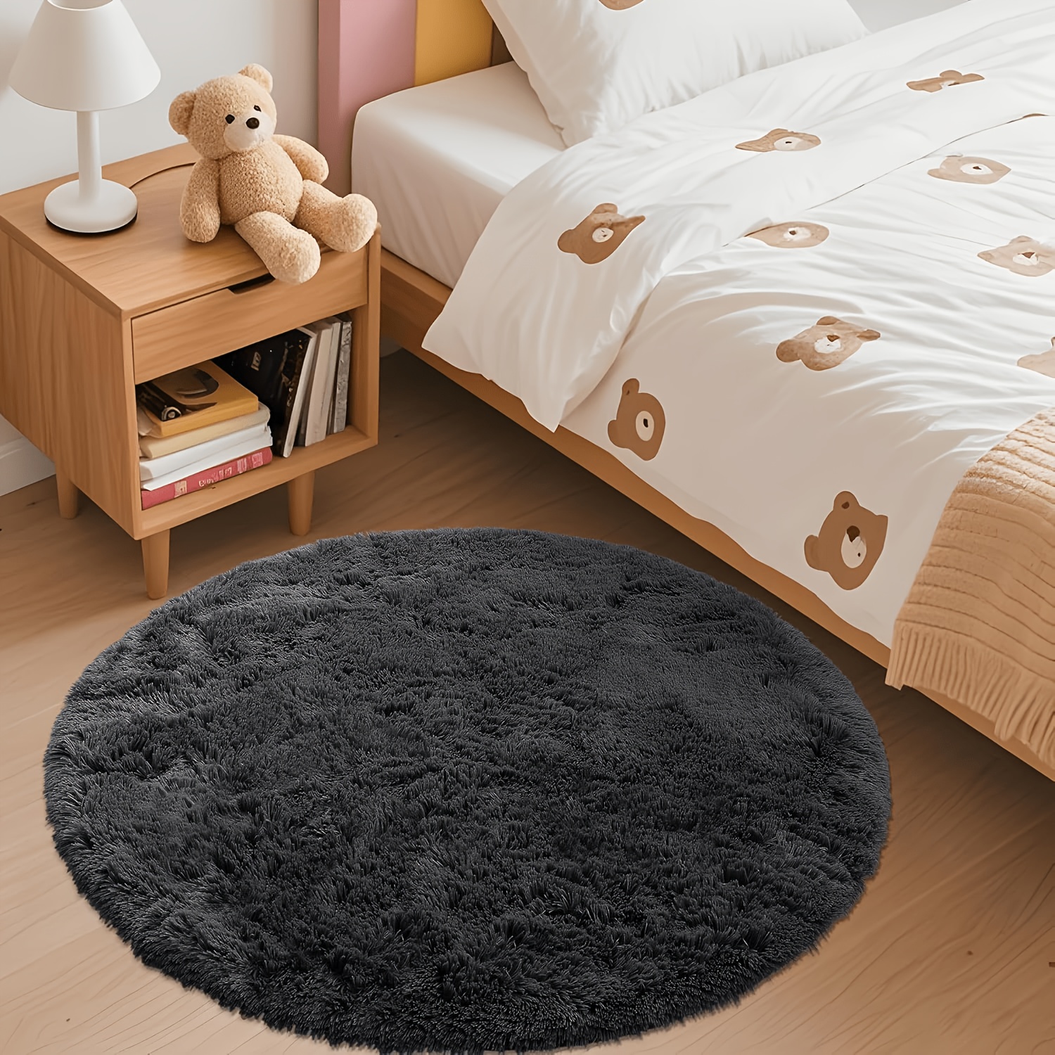 TEMU 1pc Soft Fluffy Rug, Suitable For Living Room, Bedroom, Bedside, Game Room, Dormitory, Sofa, Teenager Room Decor, Non-slip Washable Carpet, Room