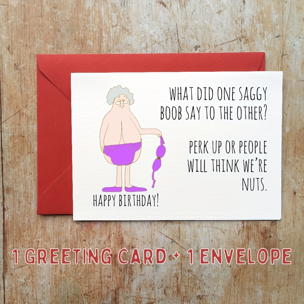 Funny Birthday Card Happy Birthday Saggy Boobs Rude Boobs Birthday
