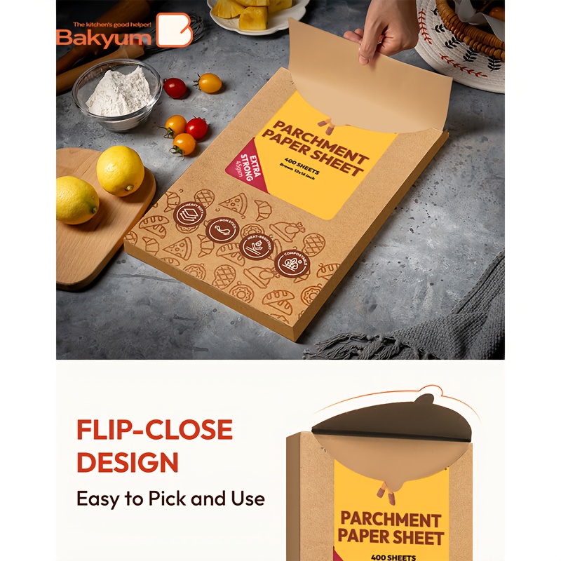 400pcs   unbleached parchment paper sheets 12x16 inch heavy duty 45gsm non stick oil proof double silicone coated pre cut baking sheets for oven air fryer grilling steaming kitchen essentials grilling paper durable baking liner professional chefs meal preppers Product details 3