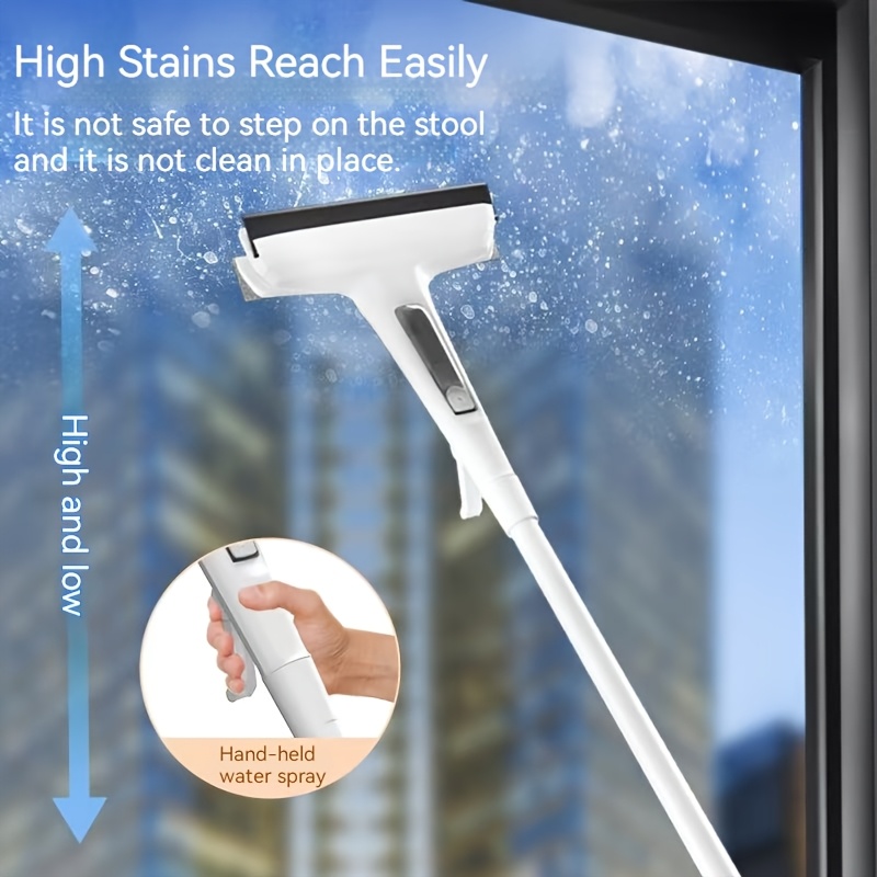 3 in 1 glass cleaning kit durable metal pole with scraper suitable for high windows shower doors and car windshields essential household cleaning tool high pressure spray wand   handle window cleaning essentials ergonomi Product details 3