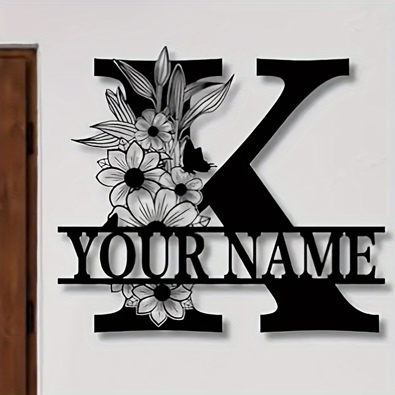 custom floral metal family name sign personalized   door decor unique housewarming gift details 0