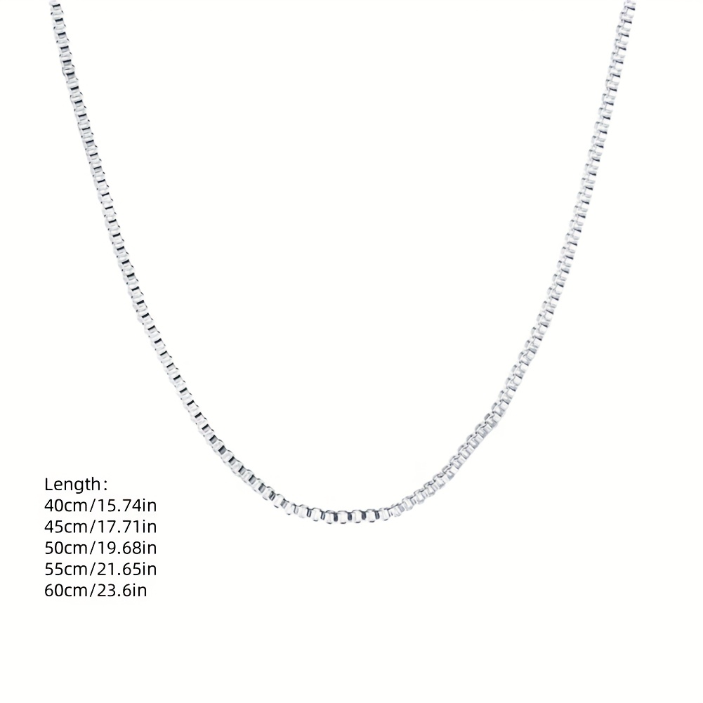 925 Silver Women's Box Chain Necklace 45-60cm