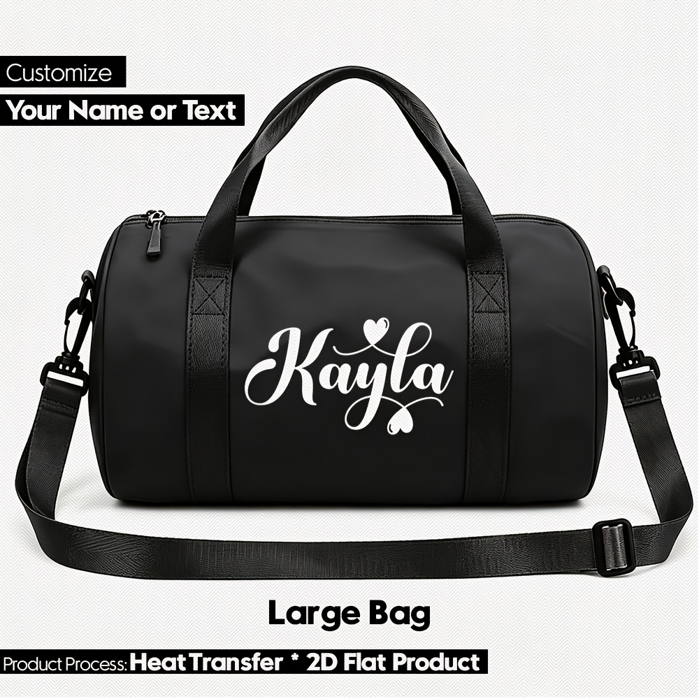 TEMU 1pc Custom Name Nylon Crossbody Bag – Large Capacity Dance Yoga Fitness Bag, Adjustable Strap, For Ballet Travel Vacation, Available