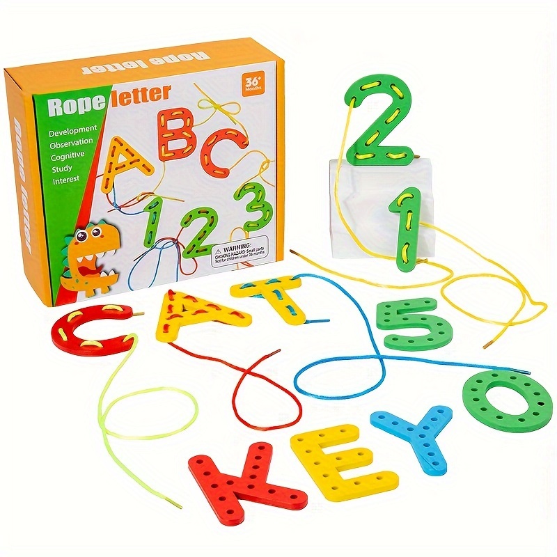 

Alphabet And Number Threading Toy Set - Early Learning Letter Recognition And Fine Motor Skills Development Toy For Kids Ages 3-6 Years - Educational Preschool Activity Kit With Lacing Beads