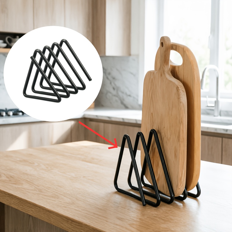 TEMU 1pc Heavy-duty Metal Cutting Board Holder - Triangular Cutting Board Stand With Space- Cabinet/countertop Rack, Baking Pan Holder - Sturdy