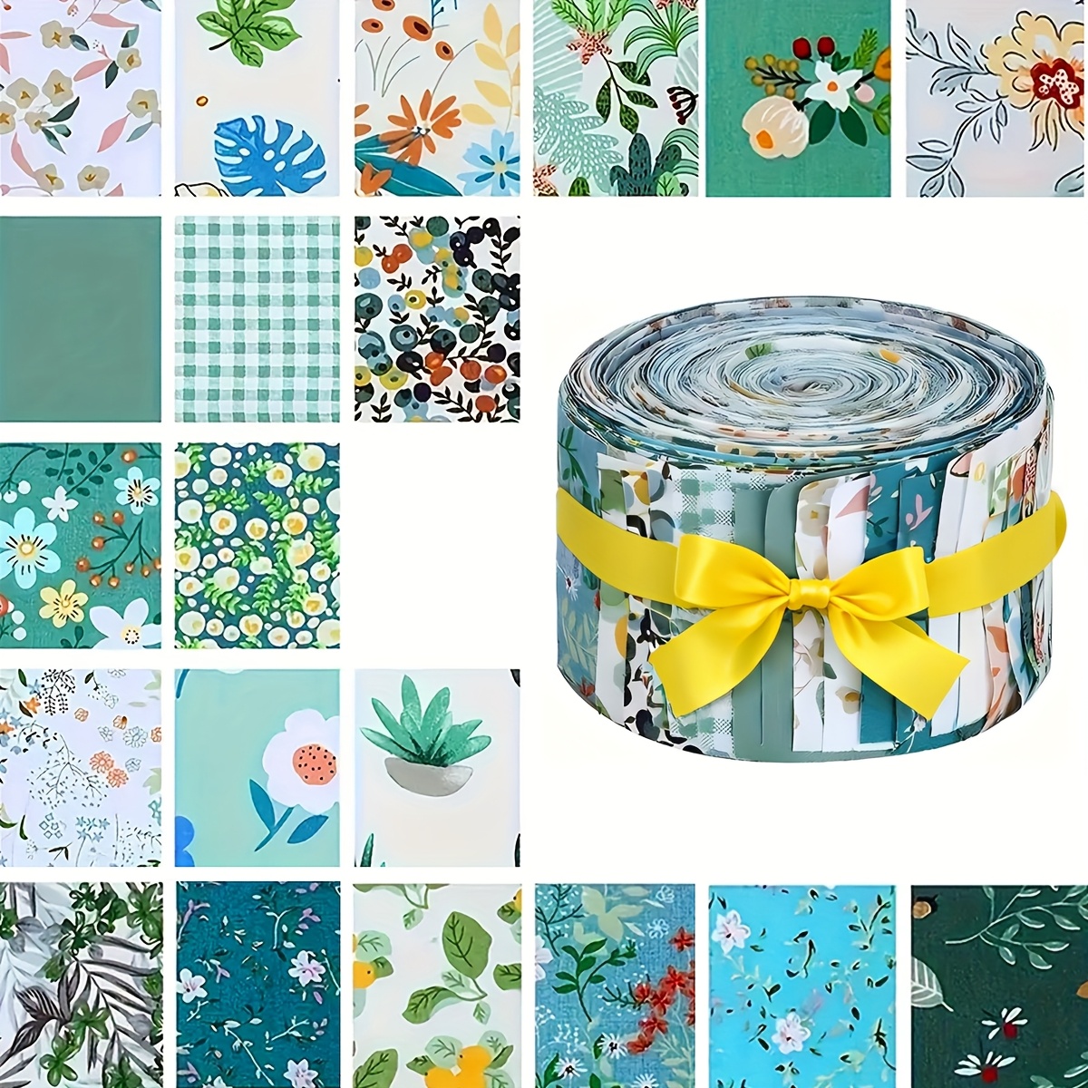 

40- Floral Pattern Pre-cut Quilting Fabric Strips, 6.35x50cm/2.5x19.68in, Hand Sewing, Patchwork, Pillow Covers, Crafts, 100% Polyester, Hand Wash Only, Precut Fabric For Diy Projects