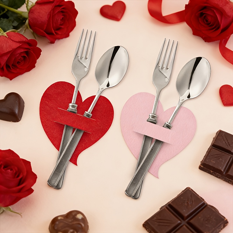24 stk. herzförmige filz tischsets – rot rosa herz design