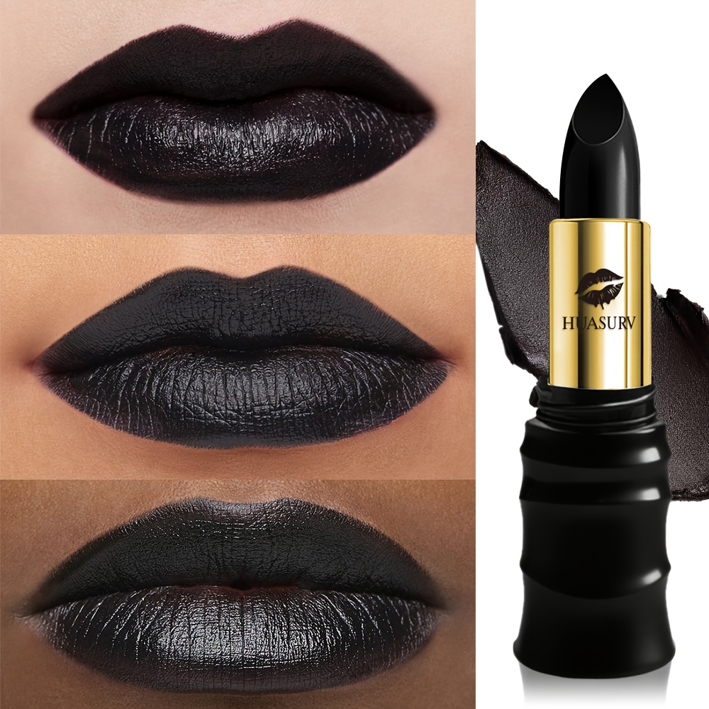 Image of Halloween Black Lipstick, Matte Lipstick, Moisturizing, Waterproof And Long-lasting, Suitable For Vampire And Gothic Makeup, Cosplay Lipstick, Halloween Gift [black Fridays Items]