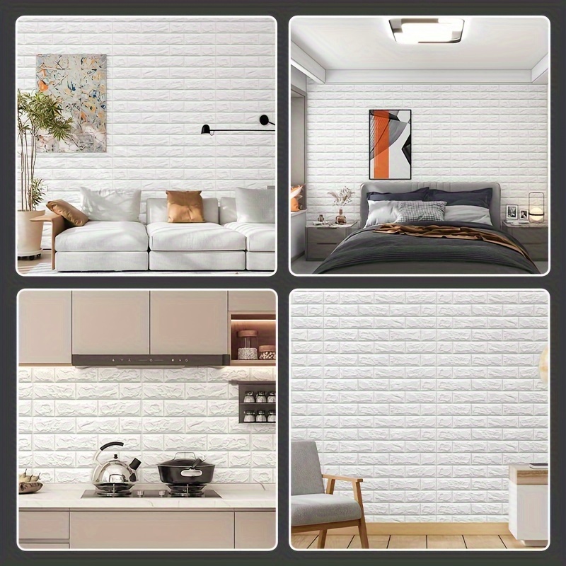 30 40 50 60pcs 3d imitation tile foam wall sticker waterproof moisture proof anti collision self adhesive panel for kitchen living room bathroom corridor office home and dormitory decor details 4