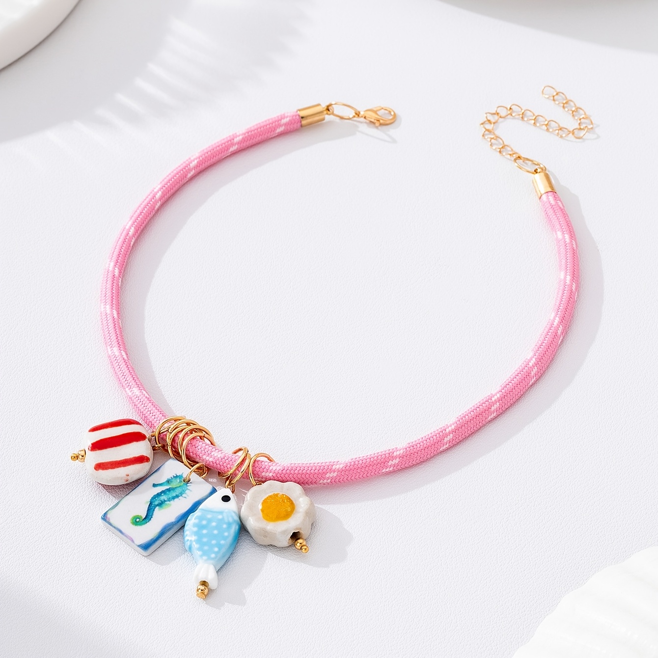 Women's Unique Starfish Ceramic Pendant Necklace, Vacation Style
