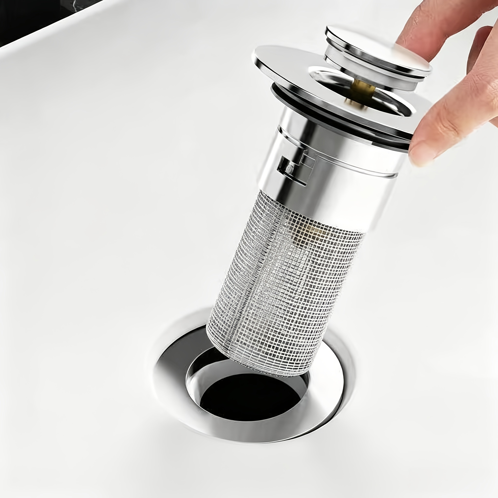 TEMU Universal Pop-up Drain For Washbasins, Sink, And Countertop With Push-down Odor-proof Hair Filter