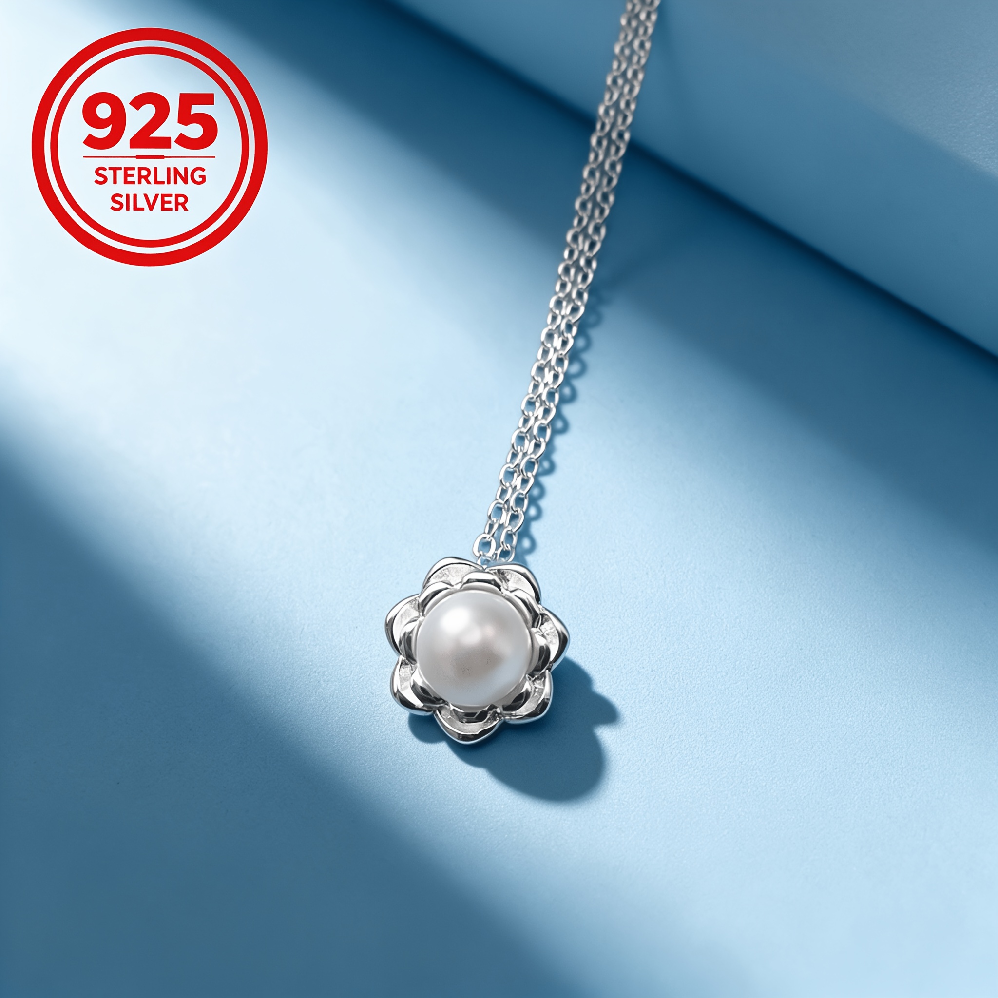 Women's 925 Silver Lotus Pendant Necklace, Light Luxury Design