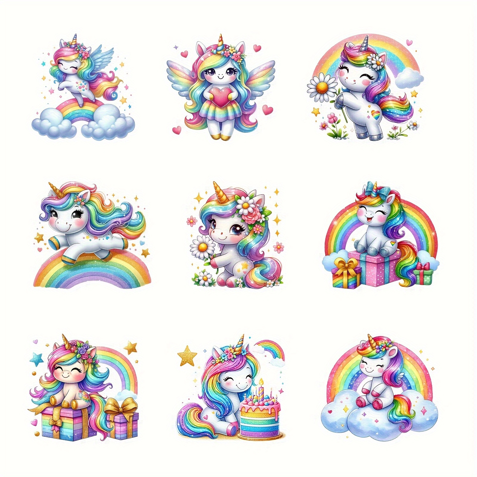 

9pcs Unicorn - Diy Washable Iron-on , Patches For T-shirts & , , Sewing & Knitting Supplies, For Customizing / All / Enthusiasts