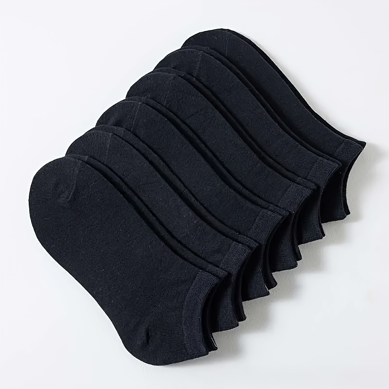 TEMU 6 Pairs Of Unisex Breathable Invisible Boat Socks - Moisture-wicking Fiber, In Solid Colors (black, White, Gray), Comfortable For Everyday Wear,