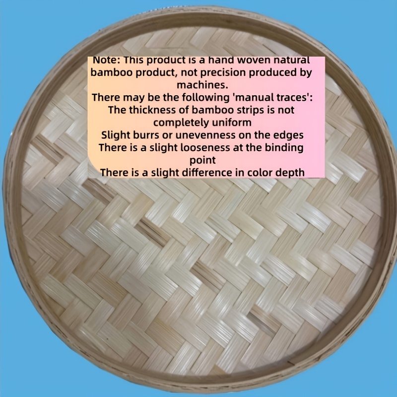 2pcs Painting, Decoration, Bamboo Weaving, Sieve, Household Drying, Bamboo Tray, Farmer Woven Circular Bamboo Dustpan