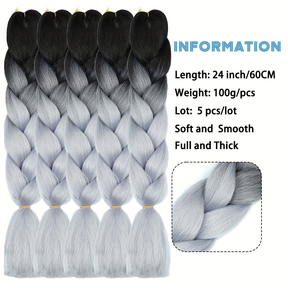 5 packs of Black WHITE ombré braiding hair *NWT
? Amazon.com : AIDUSA Color Braiding Hair Black to White 5Pcs  main image 2
