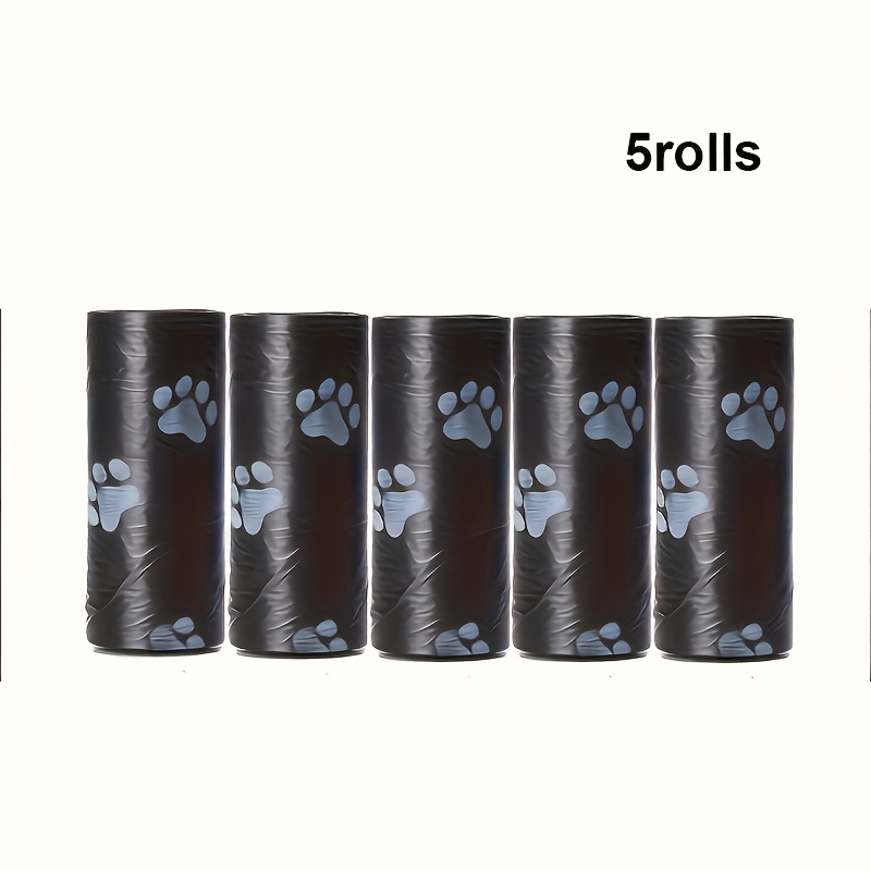 TEMU 5 Rolls Thick Leak-proof Dog Poop Bags With Paw , Durable Polyethylene Material, Ideal For Outdoor - High-quality, Convenient Supplies, Poop Bags For Dogs
