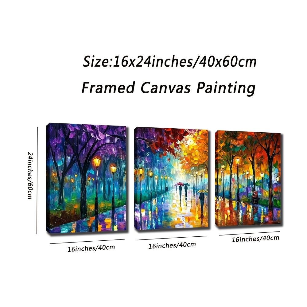 TEMU Horizontal Framed Wall - // Deco Paintings With Colorful Tree Scenery, Spray-painted In Wood/mineral Frames Suitable For Bedroom, , Kitchen,