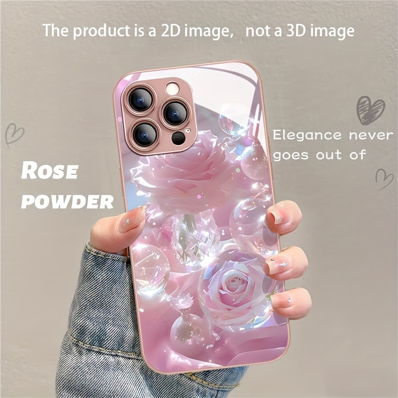 

Crystal Rose Pattern Glass Phone Case For /16plus/16pro/16promax 15/15plus/15pro/15promax/14/14plus/14pro/14promax/13/13pro/13promax/12/12pro/12promax/11/11/11pro Max/x/xs/xr/xs Max/7/8/7 Plus/8 Plus