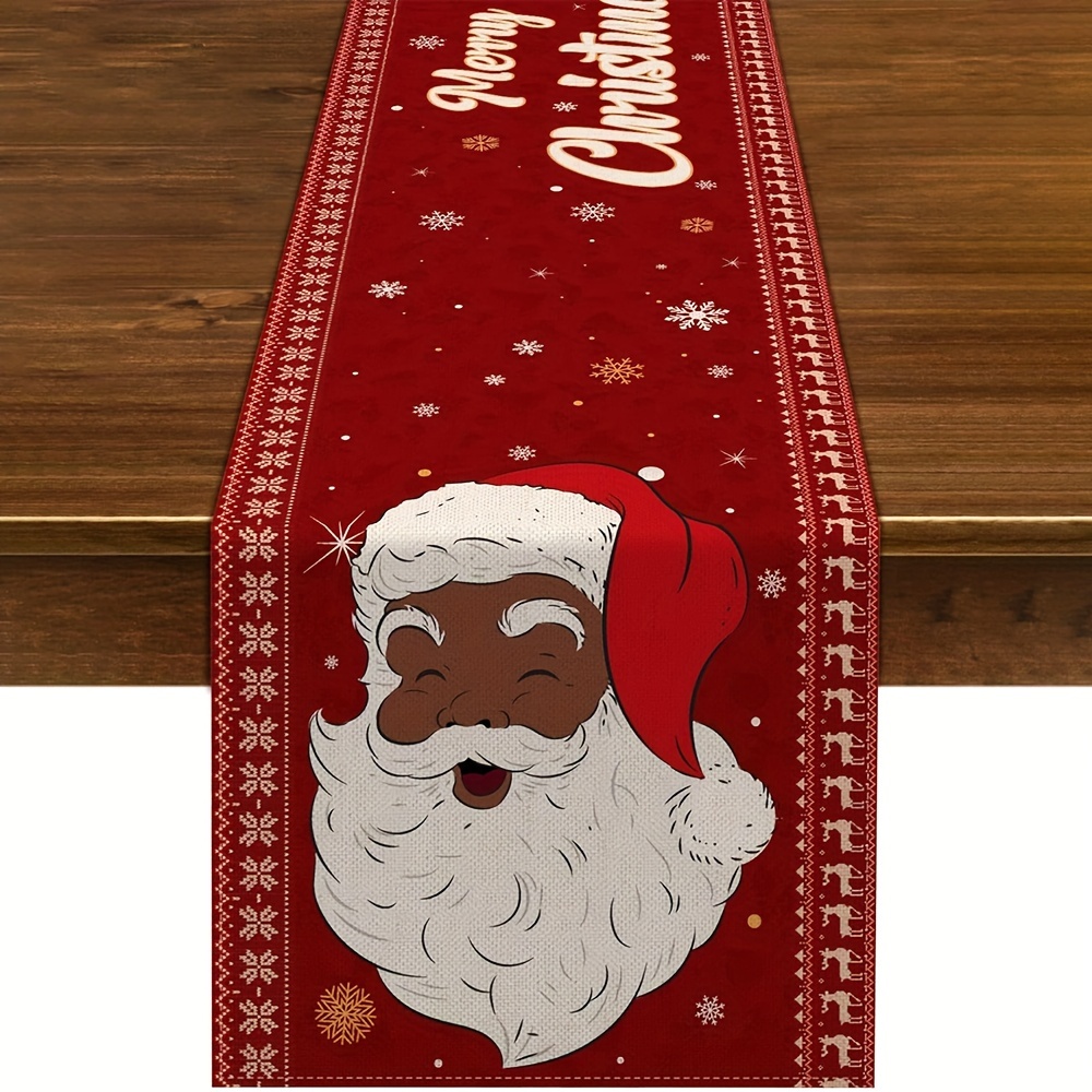 

Merry Christmas Table Runner - 72" Polyester, & Snowflakes Design, Holiday Dining Decor