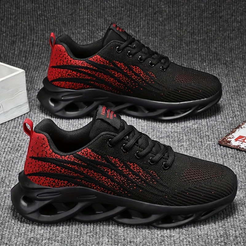 1pair Men&#39;S Fashion Running Shoes - Breathable Mesh Fabric Upper, MD Sole, Comfortable Elastic Low-Top Lace-Up Sneakers for Casual Jogging