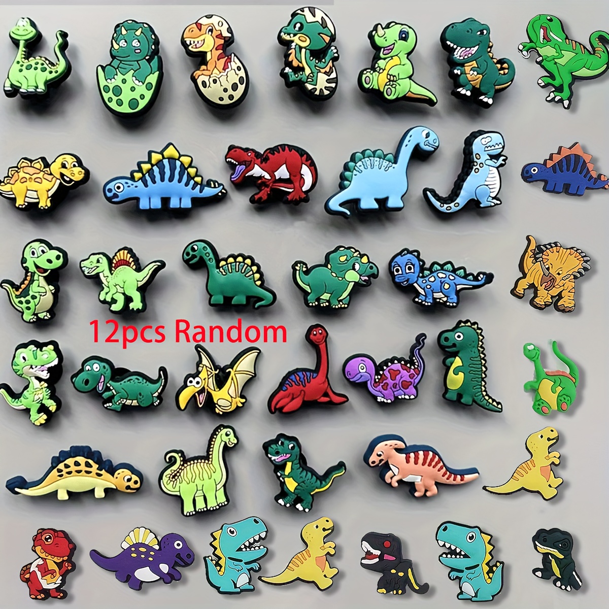 E-shop 12/20 Stück Cartoon Dinosaurier Zufällige Kombination Thema Schuh Charms Schmuck Anhänger Set, Leuchtende Fluoreszenz, Geeignet für Schuhe, ,