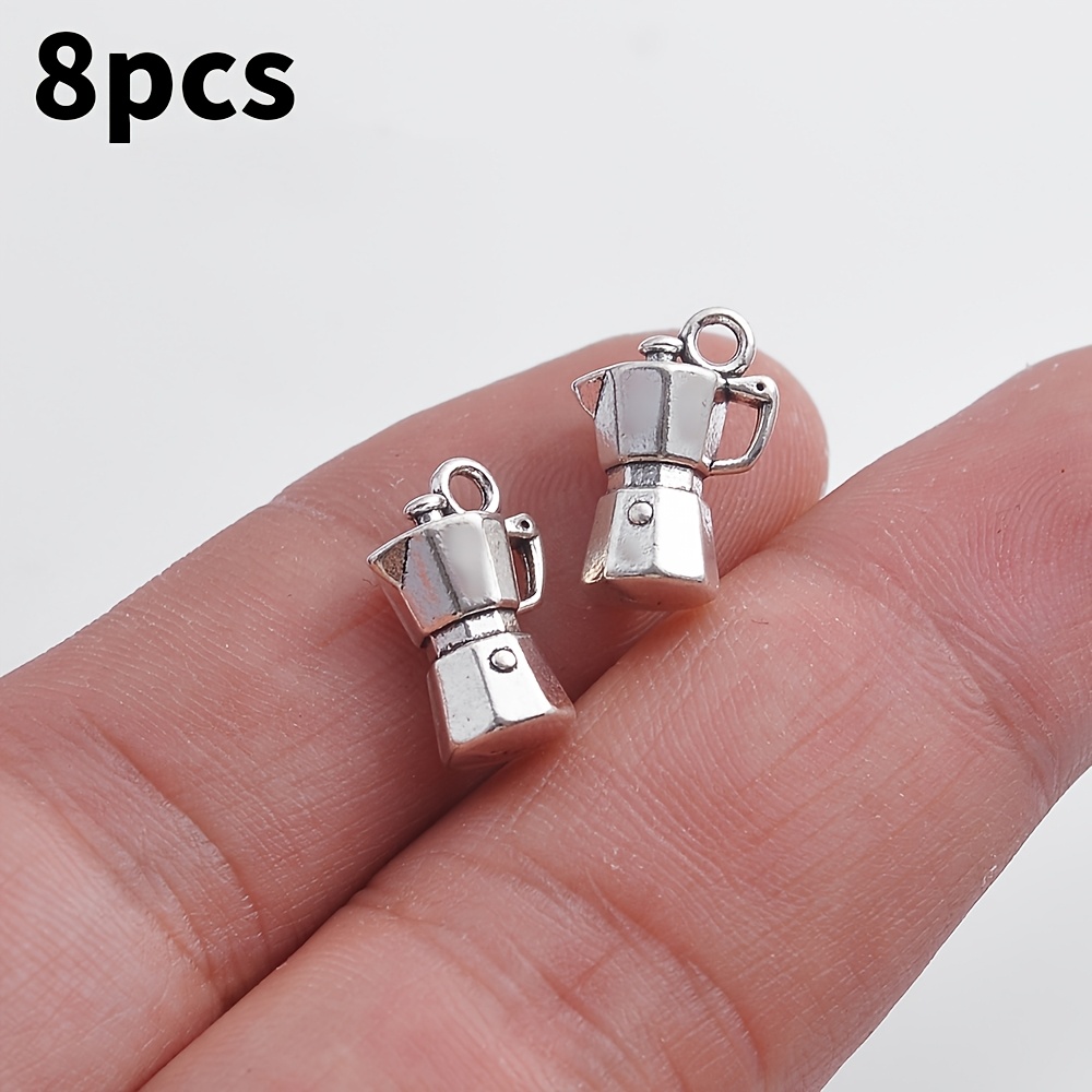 Image of 8pcs Mini Pot Charms Suitable For Diy Making, Vintage Maker Pendants, Distressed Pot Beads For Necklace Bracelet Earring Crafting, Niche Coffee Lover Accessories Gift For & Cafes