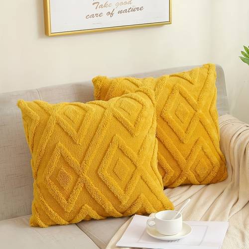 2pcs soft throw pillow covers french style geometric home cushion covers 12 20in 18 18in 20 20in cozy fuzzy home decor pillowcases for couch sofa bedroom outdoor decor boho farmhouse style set of 2 without pillow inserts