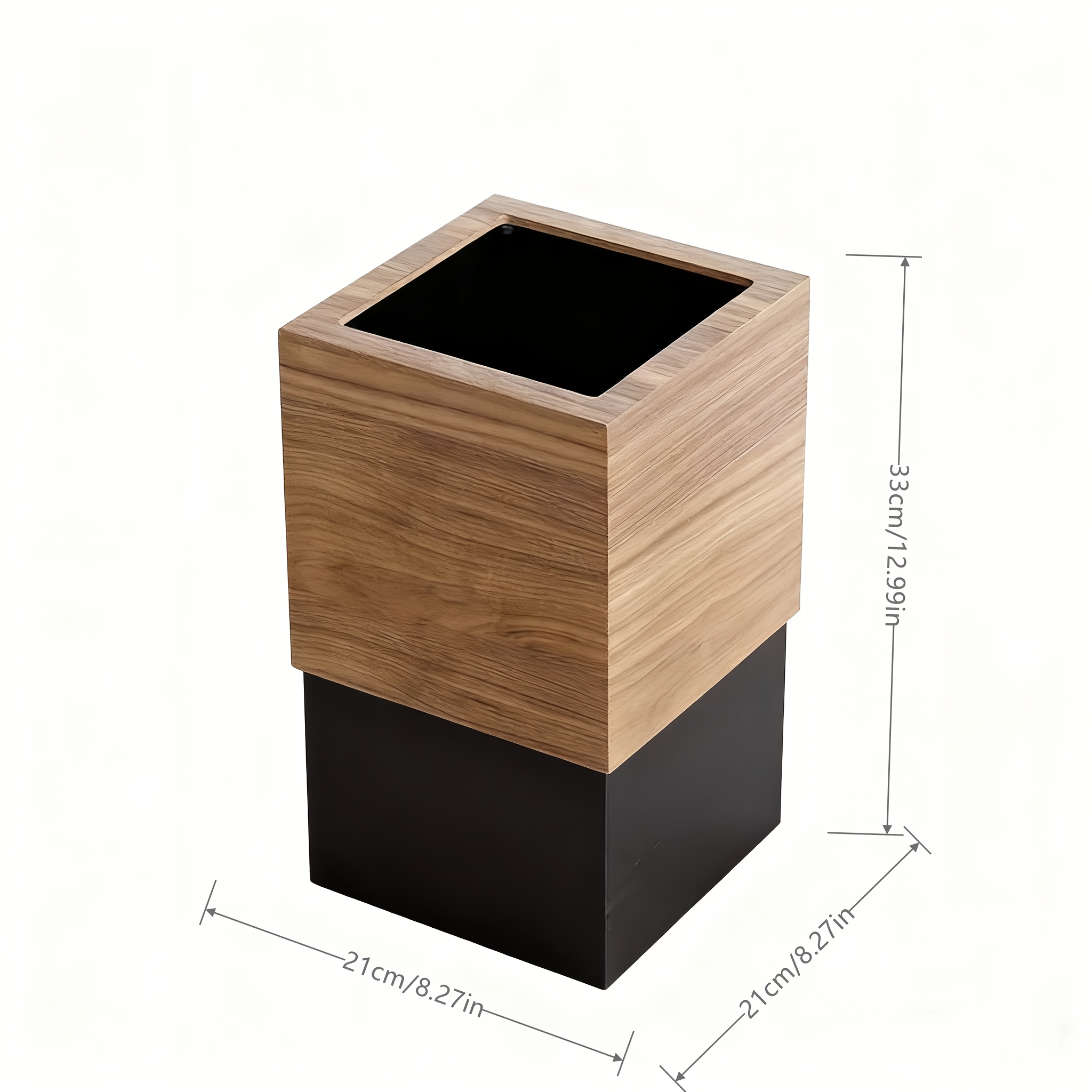 1pc   trash can with black lid   open paper basket for bedroom bedside living room hotel office Product details 3
