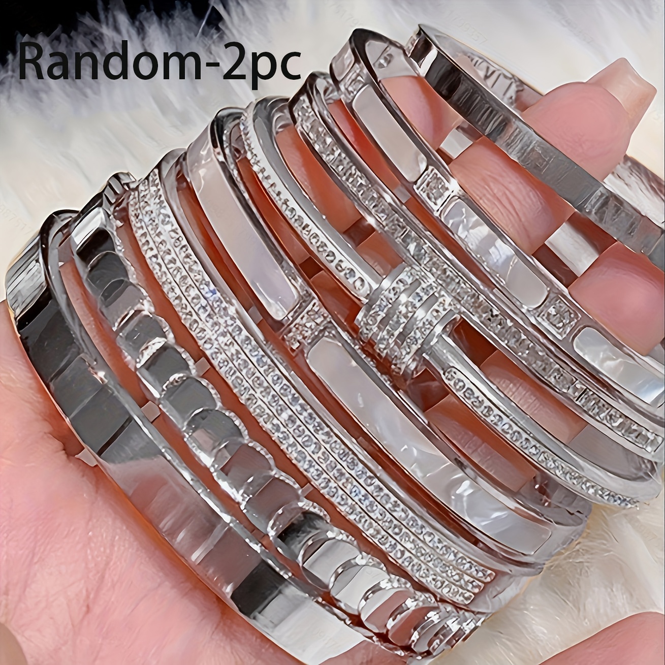 E-shop 2er-Set zufällige kreative Edelstahl-Armbänder für Damen – Exquisiter 18K-Goldüberzug, stapelbar, stilvoller & vielseitiger Schmuck