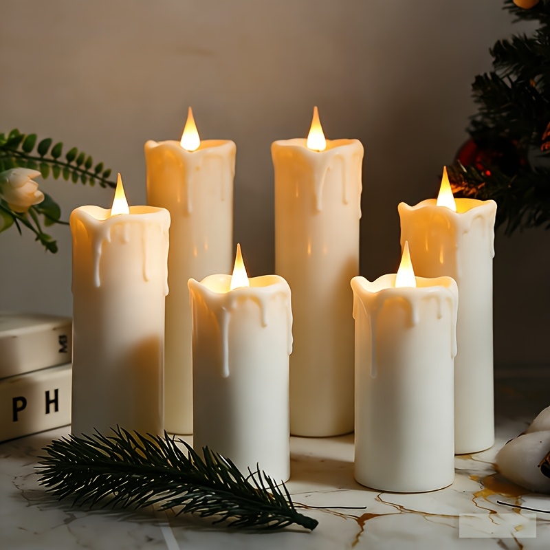 TEMU 6 Flickering Candles, Equipped With A Timer And A Remote Control, Featuring A Simulated Candle Body, 2 Aa Batteries, Suitable For Holiday