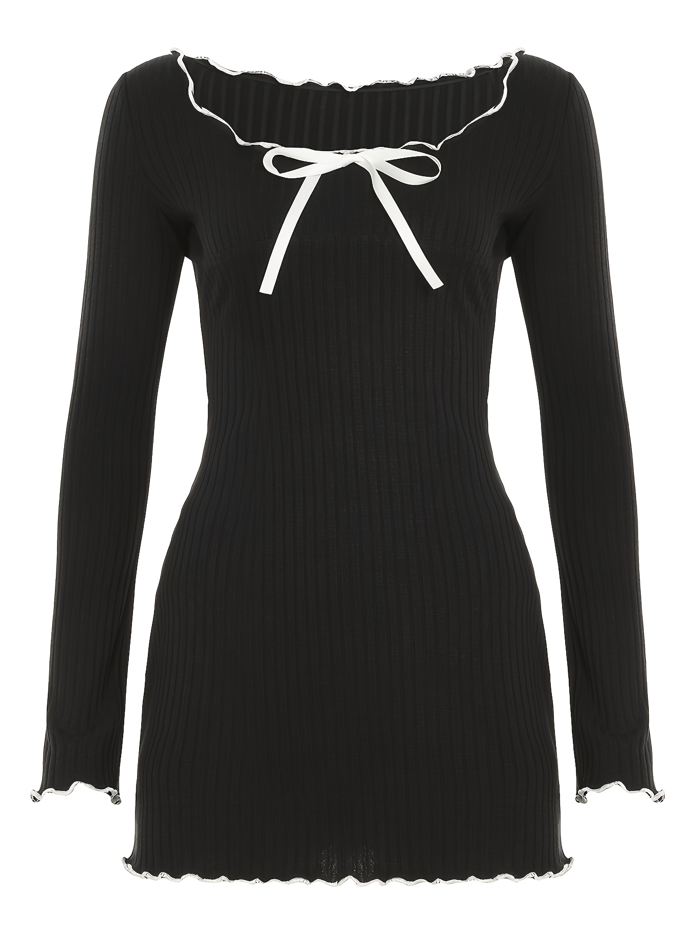 y2k womens a line dress round neck bow detail stretchy midi - Temu