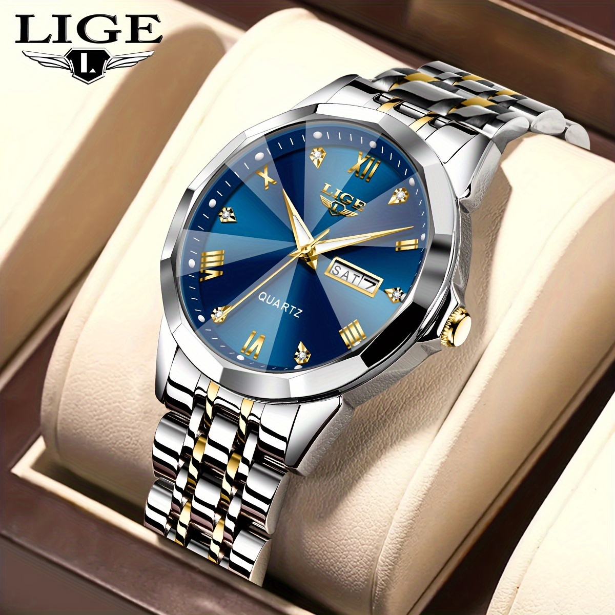 

Lige Fashion Quartz Watch, Movement Classical Roman Numerals, Strong Luminous Display, Diamond-cut Glass, Waterproof, Business Casual Timepiece For Women & Men, Ideal Choice For Present