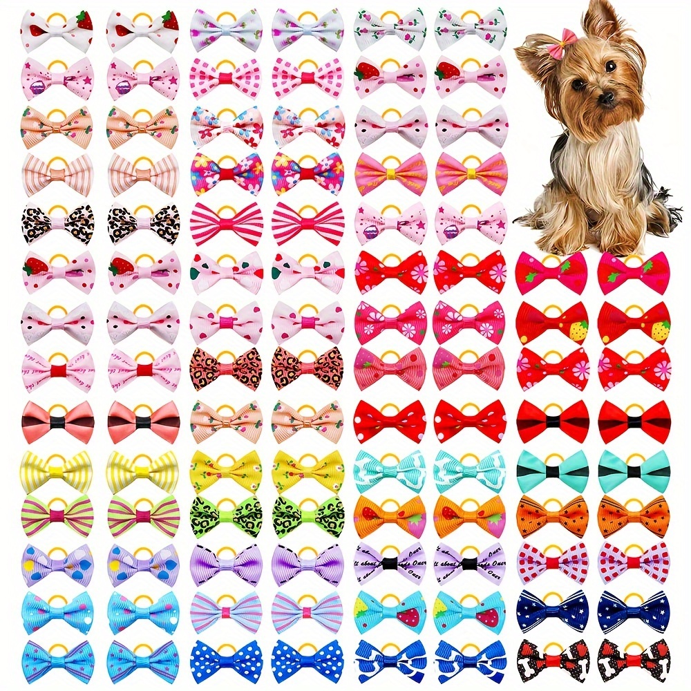 

50pcs Assorted Bow Ties In Vibrant Colors - & Simple Hair Accessories For Dogs And Cats, Grooming & Styling, Bows For Hair